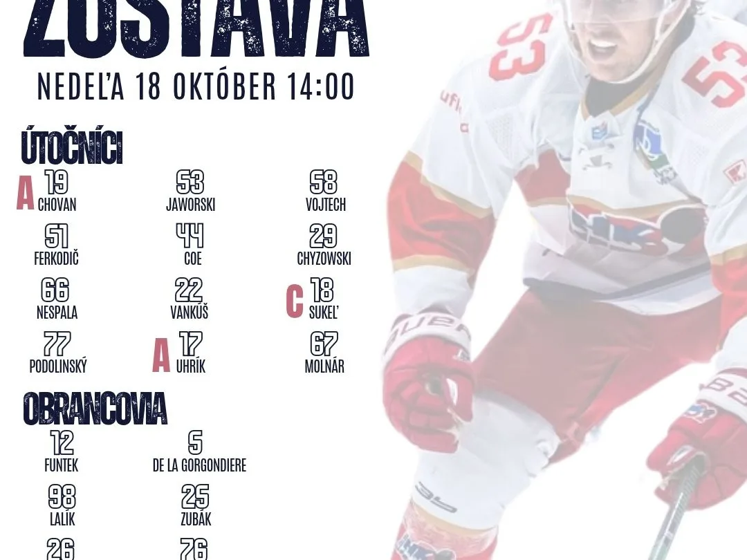 ZOSTAVA NA DNEŠNÝ ZÁPAS! 🏒